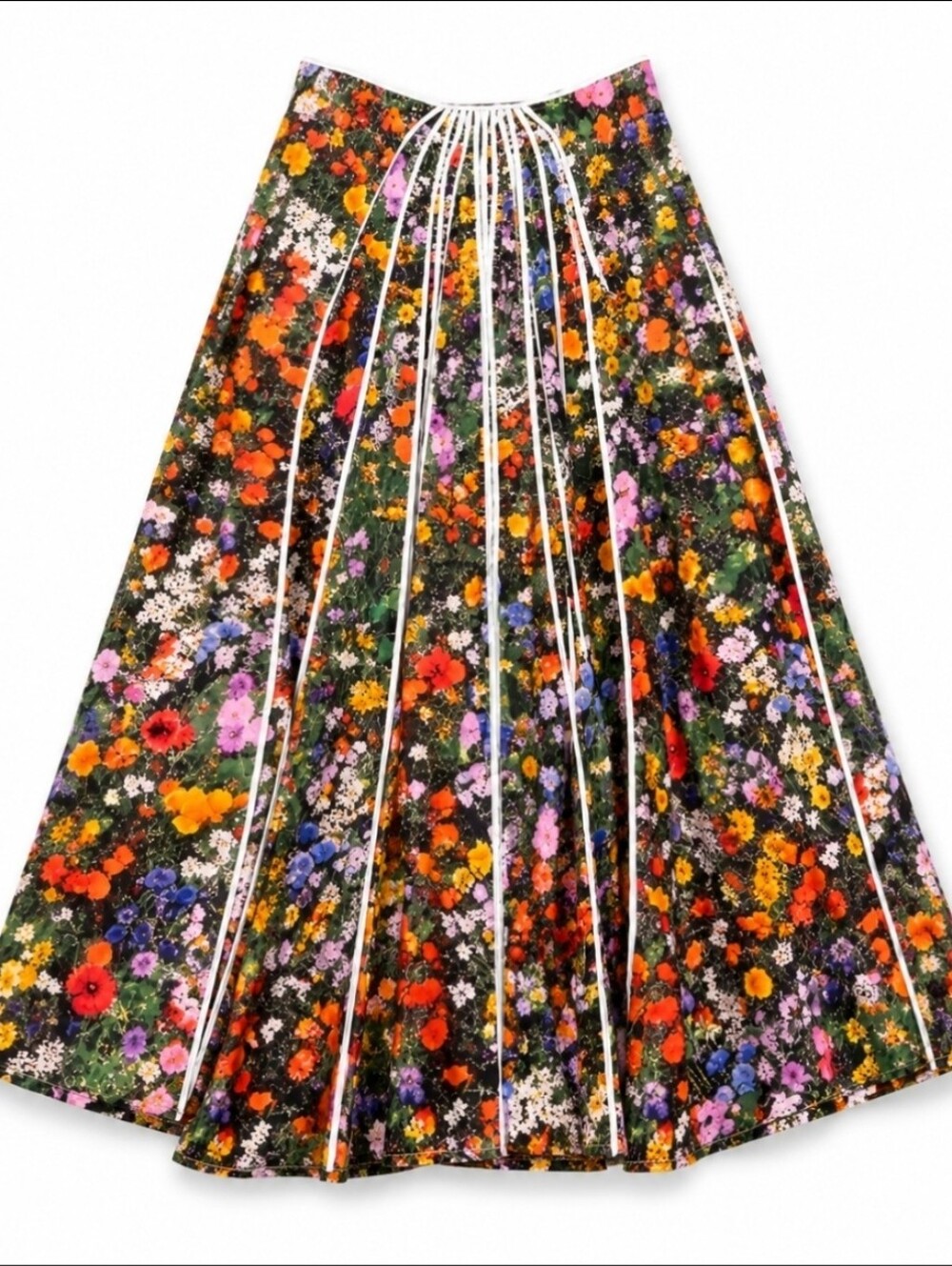 Stella McCartney Black Bold Floral Midi A-Line Stella Skirt, Multicolored, NWT - Picture 6 of 15